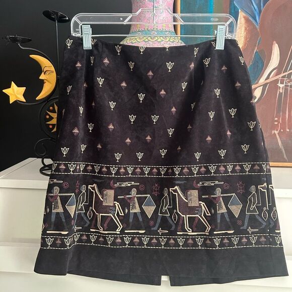 Vintage Wearever Black Patterned Mini A-Line Skirt XL - Picture 12 of 14